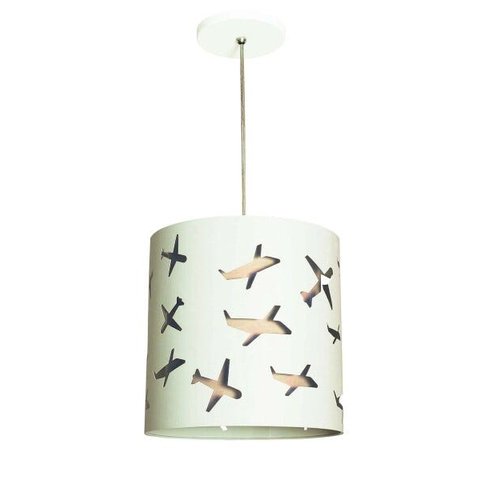 LUSTRE PENDENTE INFANTIL AVIÕES 25X25 CÁQUI