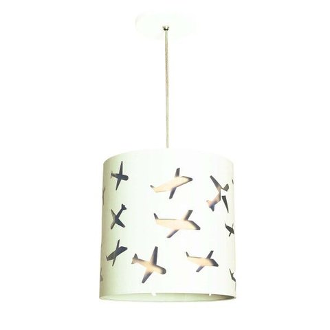 LUSTRE PENDENTE INFANTIL AVIÕES 25X25 CRÚ