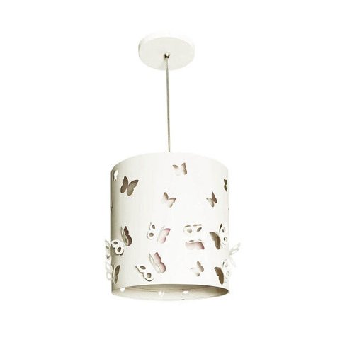 LUSTRE INFANTIL PENDENTE BORBOLETAS 25X25 INT. BRANCO