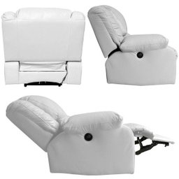 Poltrona do Papai Reclinável Elétrica Magnum Couro (PU) Branco - Gran Belo - 6