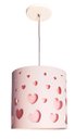 Ver imagem 1 de LUSTRE INFANTIL PENDENTE CORAÇÕES DUPLO 25X25 INT. ROSA