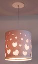 Ver imagem 3 de LUSTRE INFANTIL PENDENTE CORAÇÕES DUPLO 25X25 INT. ROSA