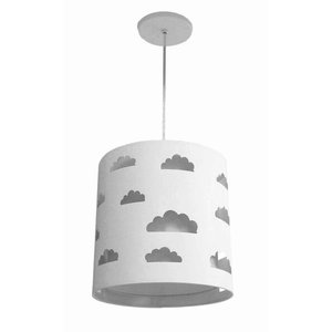 LUSTRE INFANTIL PENDENTE NUVENS RECORTES CINZA 25X25
