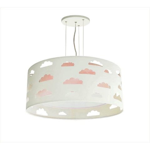 LUSTRE INFANTIL PENDENTE NUVENS RECORTES ROSA 40X16