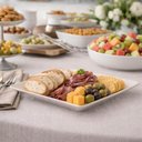 Ver imagem 4 de Prato Plástico Quadrado Bege Sobremesa Saladas 22,5cm ou Avulso para Servir