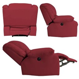 Poltrona do Papai Reclinável Elétrica Magnum Couro (PU) Vermelho - Gran Belo - 6