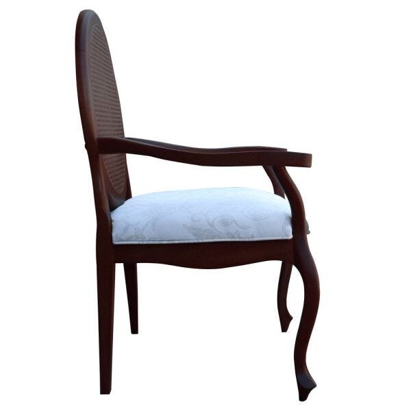 Kit 2 Poltronas Decorativas com Rattan Base Madeira Maciça Adrie Sarja Bege/Imbuia - 6