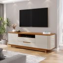 Ver imagem 1 de Rack para TV até 70 Polegadas MDF com Laterais Curvas 180cm Pés em Madeira Maciça