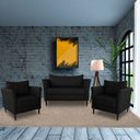 Ver imagem 7 de Conjunto Sofá 2 Lugares com 2 Poltronas Pés Palito Lubbock Couro Preto - Gran Belo