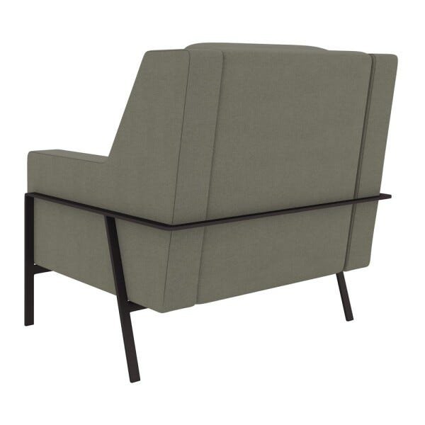 Kit 2 Poltronas Decorativas Lecce Pés Aço Linho Cinza - Gran Belo - 8