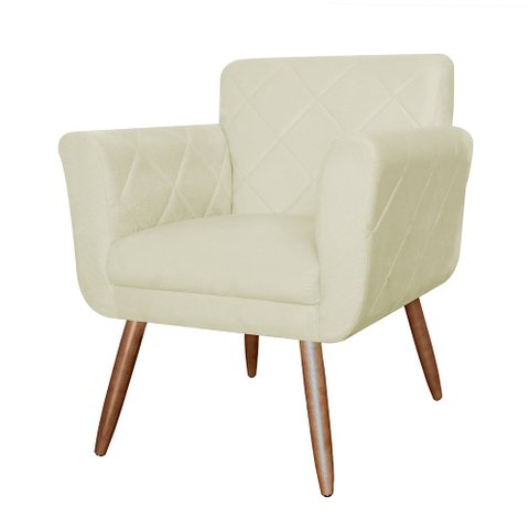 Poltrona Cadeira Isabella Decorativa Estofada Pés Palito Veludo Bege - Incasa Decor
