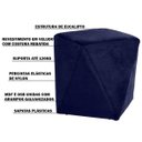 Ver imagem 3 de Puff Decorativo Sala de Estar Blois Veludo Azul Bic - Gran Belo
