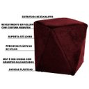 Ver imagem 3 de Puff Decorativo Sala de Estar Blois Veludo Vinho - Gran Belo