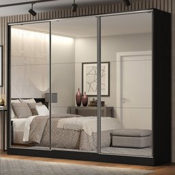 Guarda-roupa Casal 100% Mdf Madesa Royale 3 Portas de Correr com Espelho - 2