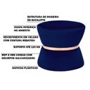 Ver imagem 3 de Puff Decorativo Sala de Estar 45cm Dhaka Veludo Azul Bic - Gran Belo