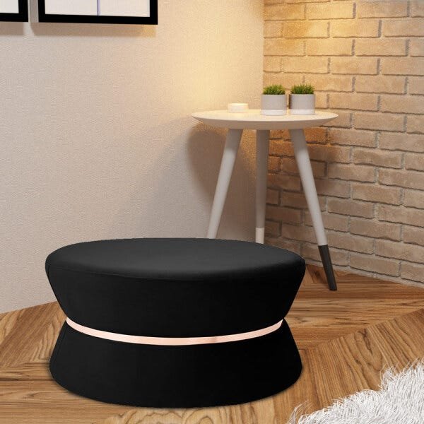 Puff Decorativo Sala de Estar 95cm Dhaka Veludo Preto - Gran Belo - 6