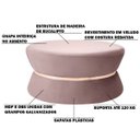 Ver imagem 3 de Puff Decorativo Sala de Estar 95cm Dhaka Veludo Rosê - Gran Belo