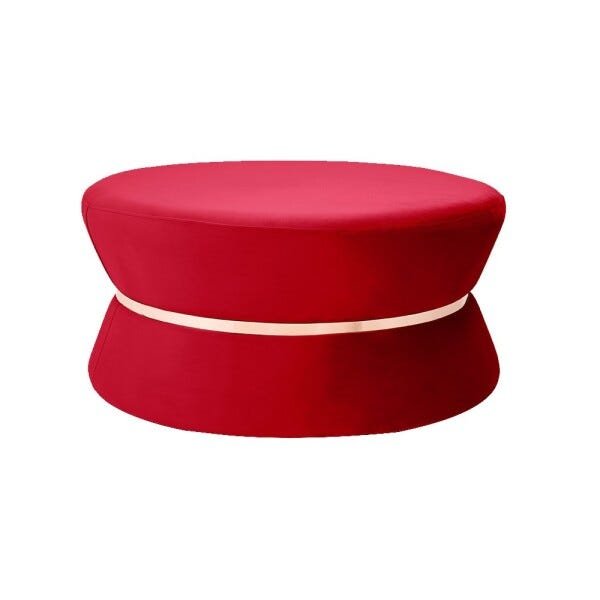 Puff Decorativo Sala de Estar 95cm Dhaka Veludo Vermelho - Gran Belo - 1