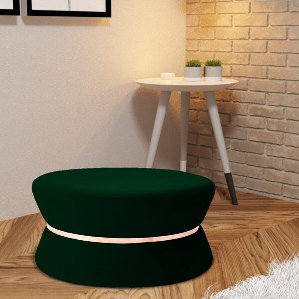 Puff Decorativo Sala de Estar 95cm Dhaka Veludo Verde - Gran Belo - 6