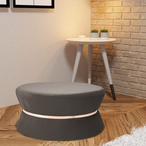 Puff Decorativo Sala de Estar 95cm Dhaka Veludo Cappuccino - Gran Belo - 6