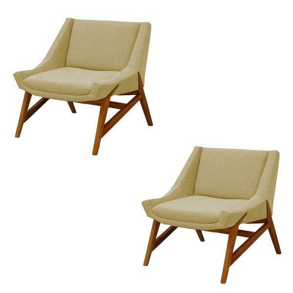 Kit 2 Poltronas Decorativas Annecy Linho Bege - Gran Belo - 1