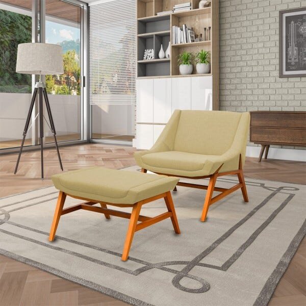 Kit 2 Poltronas Decorativas Annecy Linho Bege - Gran Belo - 6