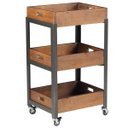 Ver imagem 1 de Fruteira Para Cozinha Multiuso com Rodízio Morélia Grafite Madeira Maciça Rustic Brown - Gran