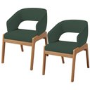 Ver imagem 1 de Kit 02 Cadeiras de Jantar e Estar Living Estofada Lince L02 Linho Verde Musgo - Lyam Decor