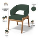 Ver imagem 3 de Kit 02 Cadeiras de Jantar e Estar Living Estofada Lince L02 Linho Verde Musgo - Lyam Decor