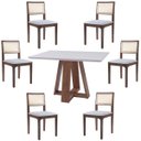 Ver imagem 1 de Conjunto Mesa Shell com Tampo de Vidro 160x90cm e 6 Cadeiras Nivea Amêndoa - Gran Belo