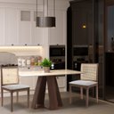 Ver imagem 2 de Conjunto Mesa Shell com Tampo de Vidro 160x90cm e 6 Cadeiras Steve Amêndoa - Gran Belo