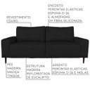 Ver imagem 2 de Sofá 03 Lugares Sala de Estar Recepção 220cm Bipartido Brad Couro Preto G58 - Gran Belo