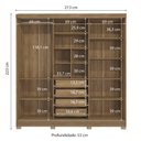 Ver imagem 2 de Guarda-roupa Casal Kappesberg 3 Portas Reversiveis de Correr 3 Espelhos 2 Cabideiros Nogueira
