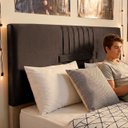 Ver imagem 5 de Cabeceira Painel Estofada Nevada Suede Marrom Casal 1,40m para Cama Box