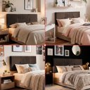 Ver imagem 3 de Cabeceira Painel Estofada Nevada Suede Marrom Casal 1,40m para Cama Box