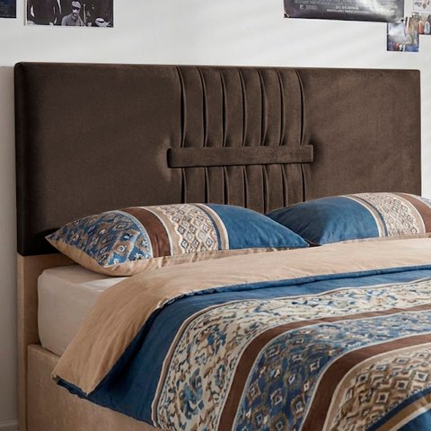 Cabeceira Painel Estofada Nevada Suede Marrom Casal 1,40m para Cama Box
