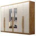 Ver imagem 3 de Guarda-Roupa Casal 6 Portas 6 Gavetas com Espelho 100% MDF Reno 276x236cm Marrom/Cumaru/Fendi