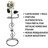 Suporte Porta Papel Higiênico 1 Rolo em Ferro de Chão Artesanal com Rosas:branco - 4