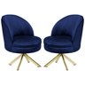 Kit 2 Poltronas Decorativa Kassel Veludo Azul Bic - Gran Belo - 1