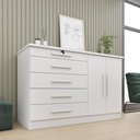 Ver imagem 1 de Cômoda CR35478 5 Gavetas 2 Portas MDP Branco Multimóveis