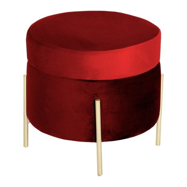 Puff Decorativo Sala de Estar 45cm Bonn Veludo Vermelho - Gran Belo - 1