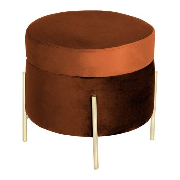 Puff Decorativo Sala de Estar 45cm Bonn Veludo Telha - Gran Belo - 1