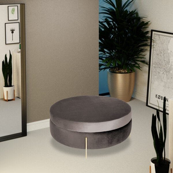 Puff Decorativo Sala de Estar 100cm Bonn Veludo Cappuccino - Gran Belo - 6