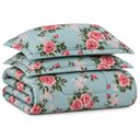 Ver imagem 1 de Kit Edredom Cobertor Zurique Queen Dupla Face Micropercal Estampado 400 Fios 3 Peças Floral Verde Cl