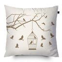 Ver imagem 1 de Almofada Algodão Serigrafada Passaros 40x40cm Ráfia - Capa com enchimento