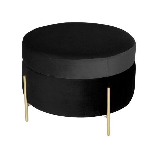 Puff Decorativo Sala de Estar 60cm Bonn Veludo Preto - Gran Belo - 1
