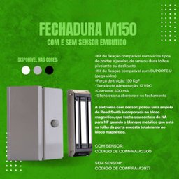 Fechadura Magnética Eletroímã M150 sem Sensor - Ipec - Preto - 2