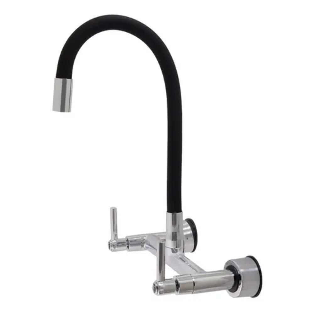 Torneira Para Cozinha Misturador De Parede Flexível Preto Black  Fosco ¼” de volta cerâmico