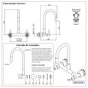 Ver imagem 5 de Torneira Para Cozinha Misturador De Parede Flexível Preto Black Fosco ¼” de volta cerâmico
