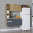 Ver imagem 2 de Kit Cozinha Suspensa com Balcão Mel 163cm Poquema Móveis